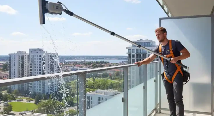 Mycie szklanych balustrad tarasów i balkonów 1 mycie szklanych balustrad i balkonów