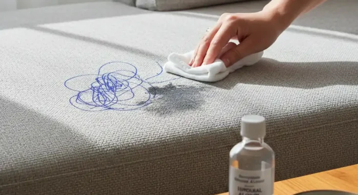 usuwanie paln z długopisu i markera z kanapy