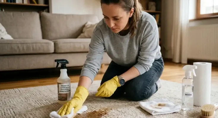 plamy po kawie na wykładzinie