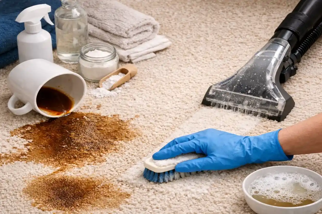 plamy po kawie na wykładzinie